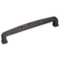 12-3/4" Overall Length Zinc Die Cast Modern Cabinet Pull. Holes are 12" center-to-center. Packed with two 8/32" X 1" screws. Finish: Satin Black Nickel